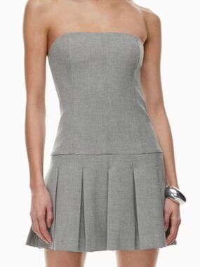 NWT Christian Lacroix Pleated Mini Strapless Corset Dress Gray sz 10 Runway Look